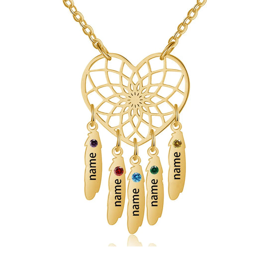 925 Sterling Silber Herz Traum fänger Halskette mit Birth stone Dreamcatcher Anhänger personal isiertes Namens geschenk für Frauen