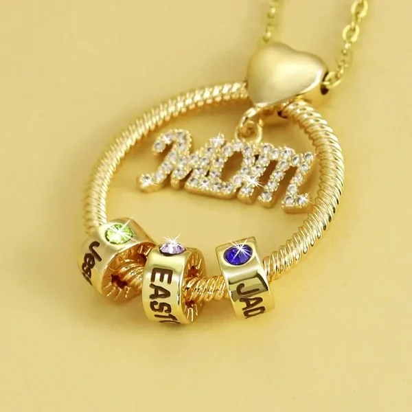 925 Sterling Silver Birthstone  Name Mother's Love Necklace