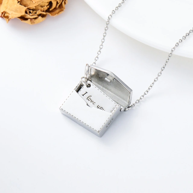 925 Sterling Silver Envelope Necklace With Crystal I Love You Secret Message Jewelry Gifts for Women