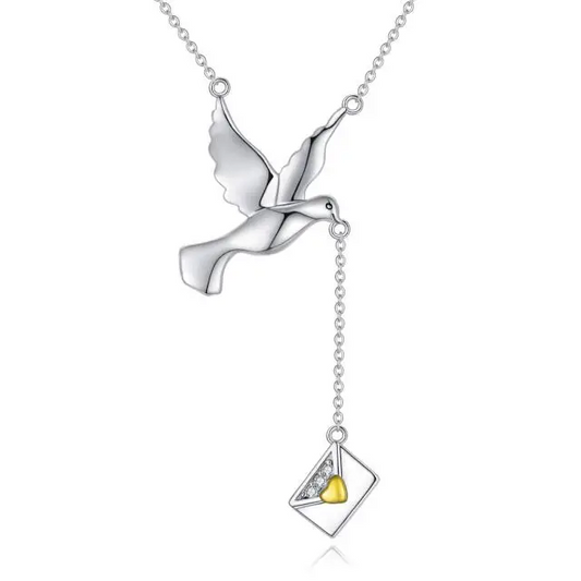925 Sterling Silber Tauben umschlag Anhänger Halskette Liebesbrief Halsketten Schmuck Geschenk für Liebhaber