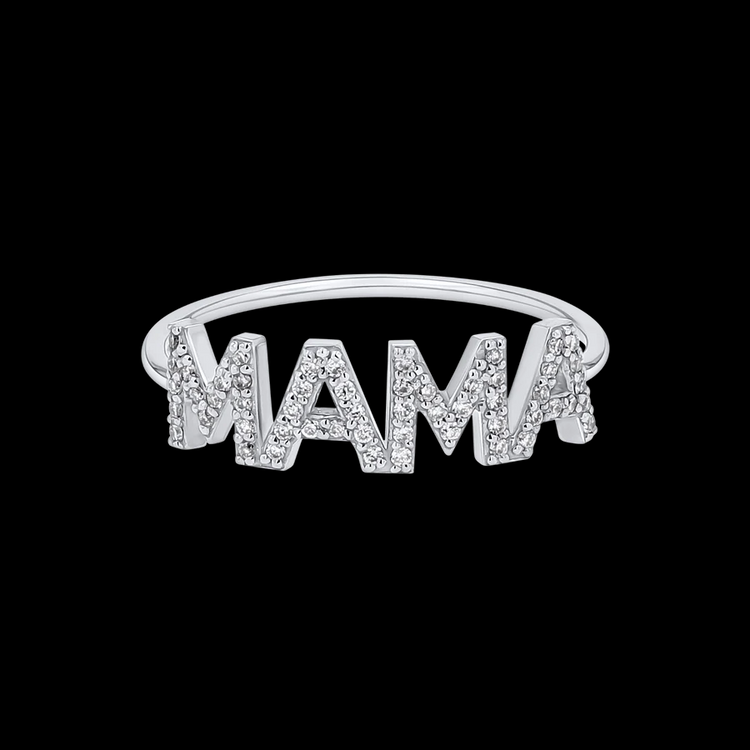 925 Sterling Silver Diamond MAMA Crystal Ring