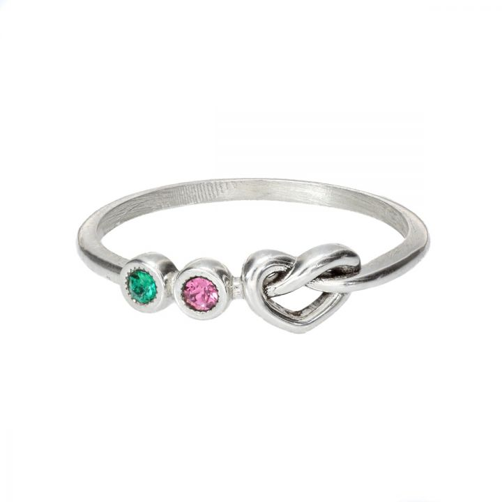 925 Sterling Silver Ties of The Heart Birthstone Ring