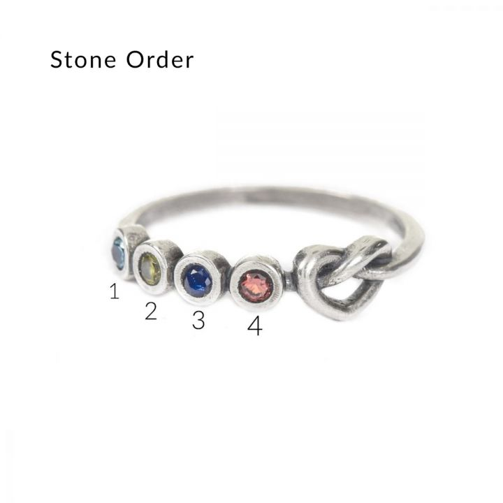 925 Sterling Silber Krawatten des Herzens Birth stone Ring