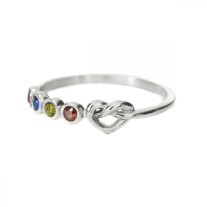 925 Sterling Silver Ties of The Heart Birthstone Ring