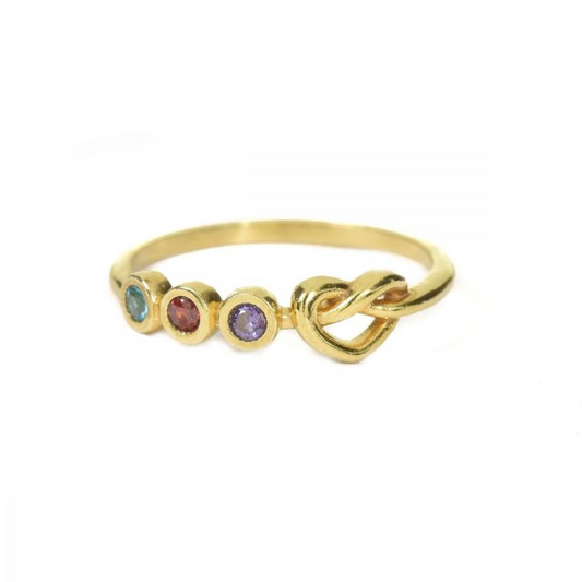 925 Sterling Silber Krawatten des Herzens Birth stone Ring