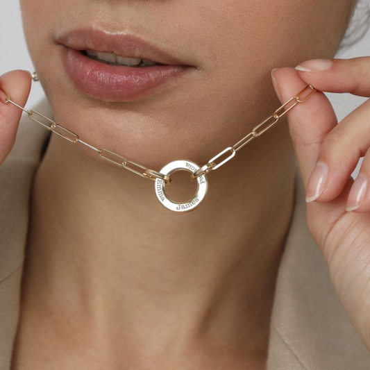 925 Sterling Silber Familie Kreis Link Kette Name Halskette