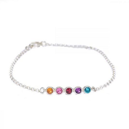 925 Sterling Silver Stars Birthstone Bracelet Personalized Bracelet