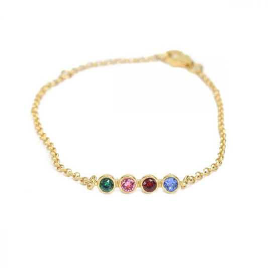 925 Sterling Silver Stars Birthstone Bracelet Personalized Bracelet
