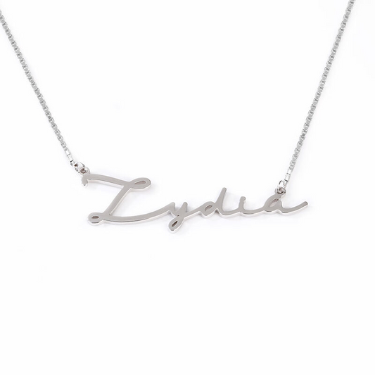 925 Sterling Silver Personalized Signature Style Name Necklace