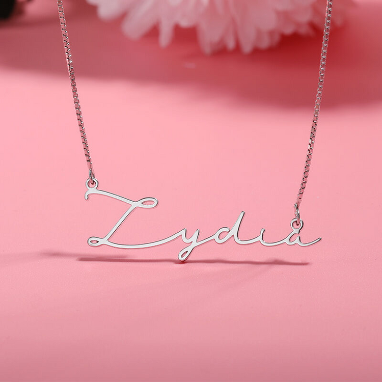 925 Sterling Silver Personalized Signature Style Name Necklace