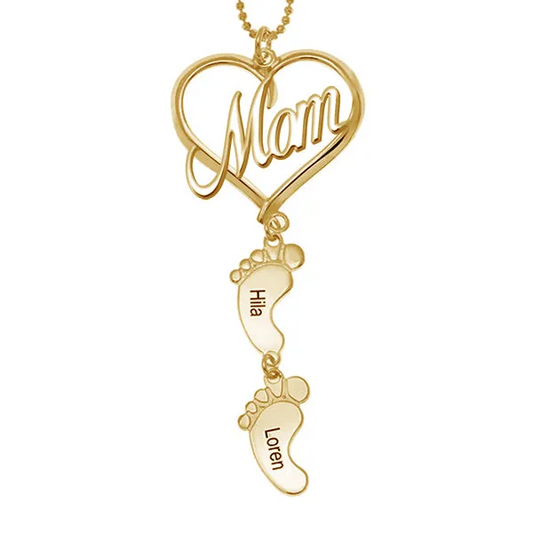 925 Sterling Silber Muttertag Geschenk Mama Herz Anhänger mit Baby füße