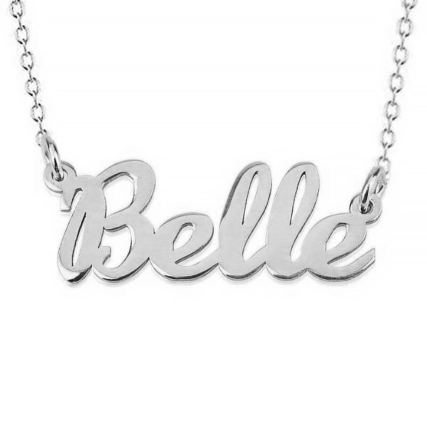 925 Sterling Silver Custom Belle Name Necklace Nameplate Necklace