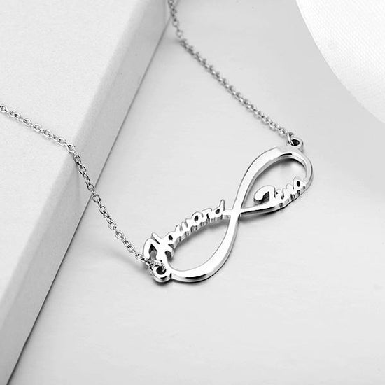 925 Sterling Silver Infinity Necklace With Names Nameplate Necklace - onlyone