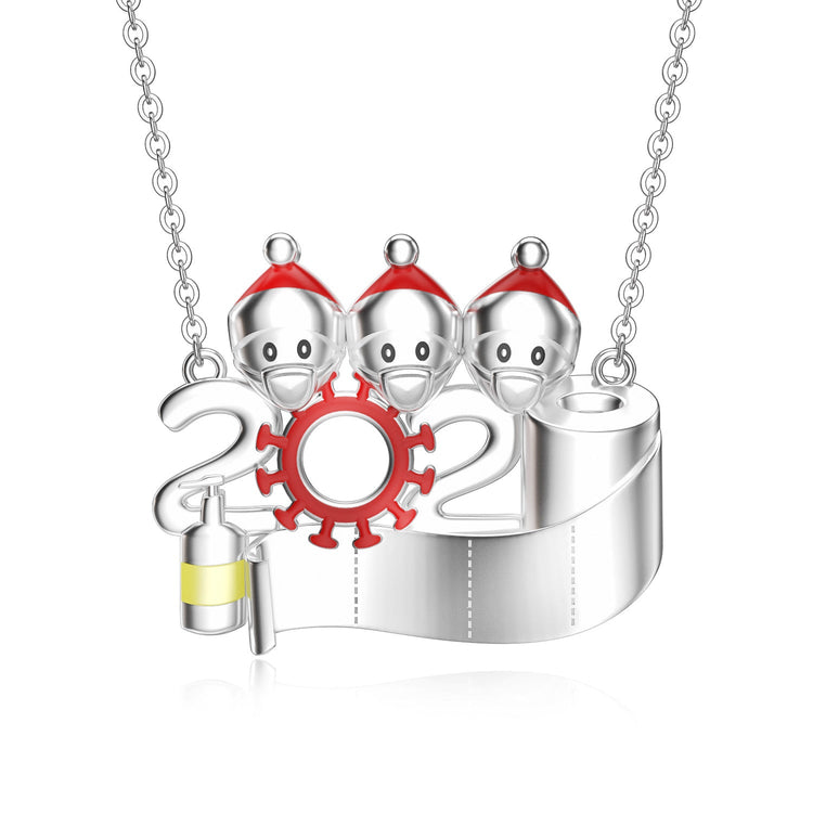 925 Sterling Silver Snowman Family Nameplated Necklace
