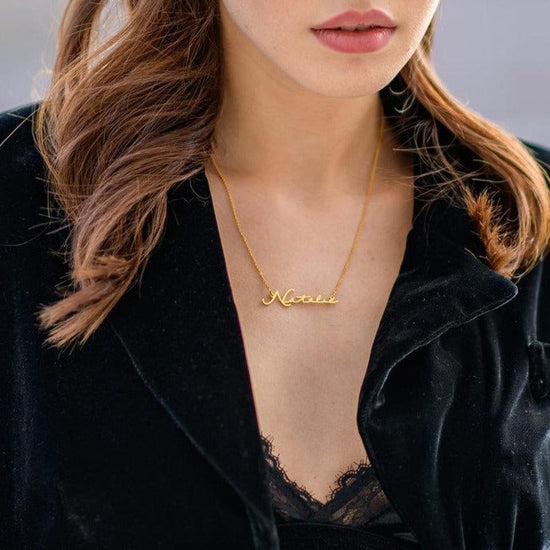 925 Sterling Silver Signature Style Name Necklace Nameplate Necklace In Mon Petit Font - onlyone