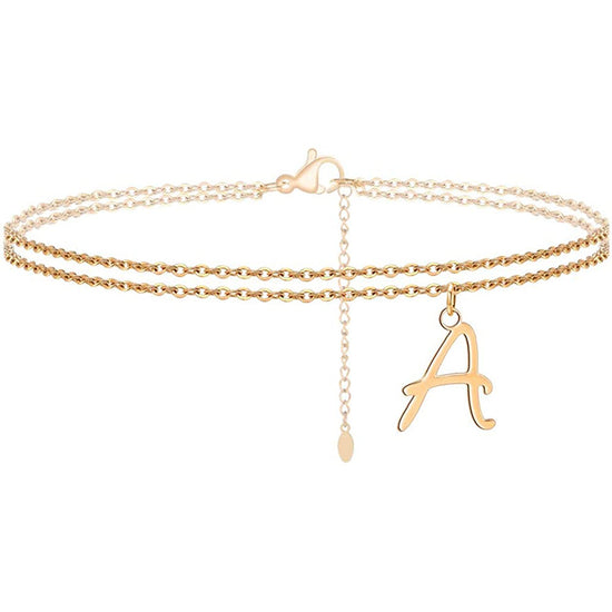 925 Sterling Silver Initial Anklet Double Layer Chains Anklet For Woman - onlyone
