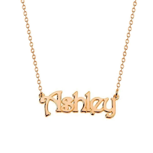 Collier de nom personnalisé de style "Ashley" en argent sterling 925 Collier de plaque signalétique