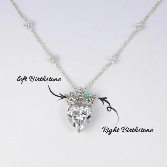 Crown heart necklace, queen necklace, pendant necklace, sterling silver necklace, statement necklace, jewelry, gift for queen, gift for her - onlyone