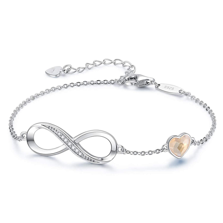 925 Sterling Silver Infinity Bracelet Adjustable Bracelet