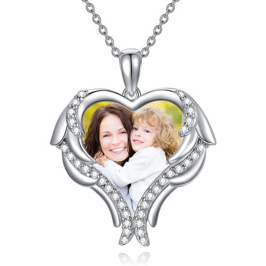 925 Sterling Silver Personalized Photo Necklace Custom Colorful Photo With Text Necklace - onlyone