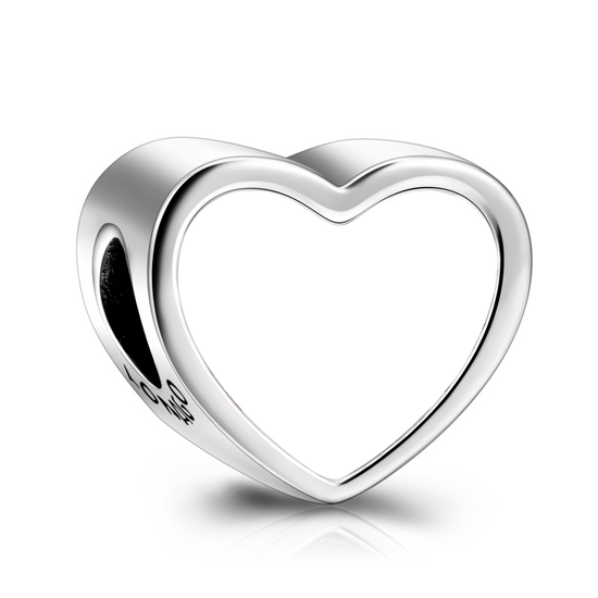 925 Sterling Silver Personalized Photo Rhinestone Love Heart Charm - onlyone