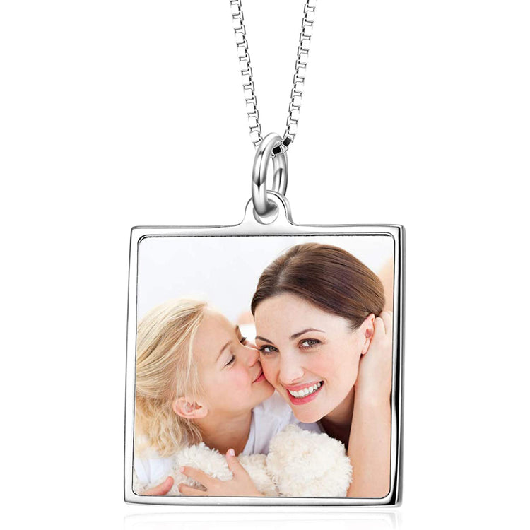 925 Sterling Silver Full Color Photo Picture Personalized Necklace Custom Etched Dog Tag Image Pendant with Message Name - onlyone