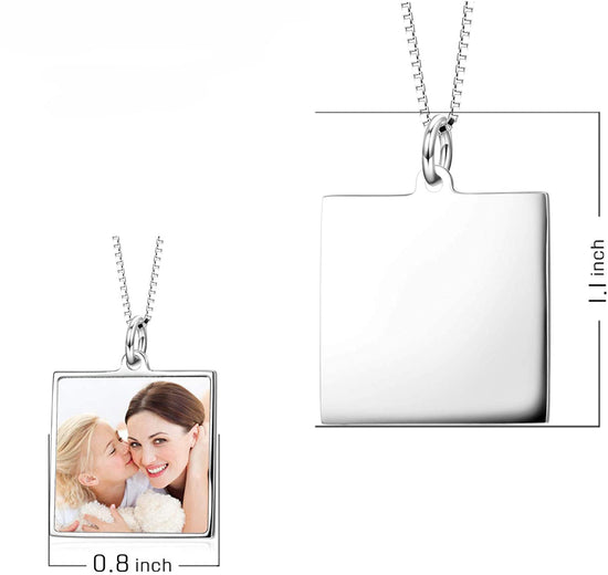925 Sterling Silver Full Color Photo Picture Personalized Necklace Custom Etched Dog Tag Image Pendant with Message Name - onlyone