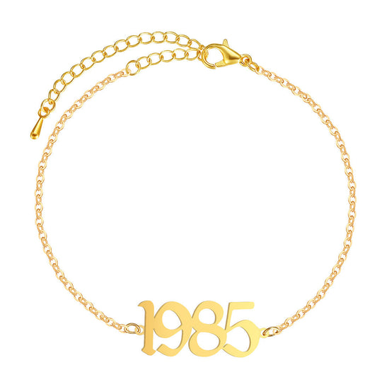 925 Sterling Silver Old English Font Number Bracelets - onlyone