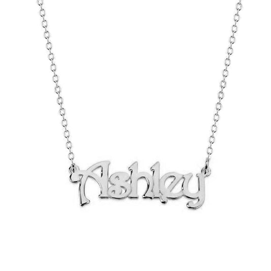 Collier de nom personnalisé de style "Ashley" en argent sterling 925 Collier de plaque signalétique