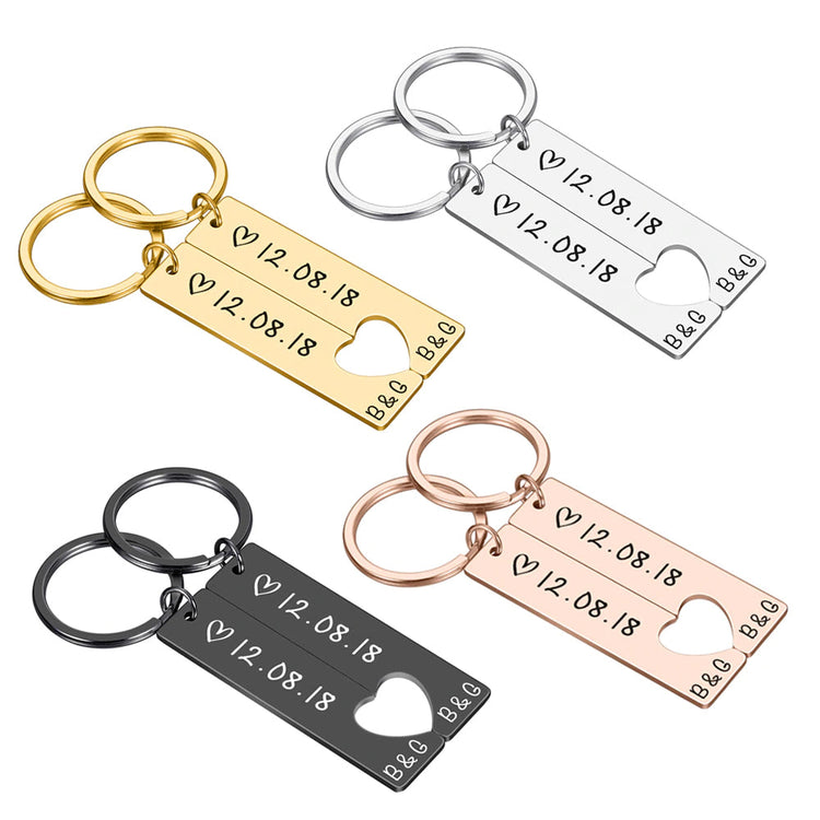 925 Sterling Silver Personalized Keychain Set