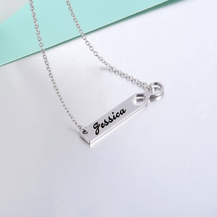 925 Sterling Silver Engraved Infinity Bar Name Necklace Nameplate Necklace - onlyone