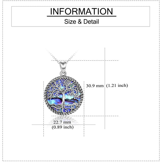 925 Sterling Silver Tree of Life Necklace Abalone Shell Tree of Life Pendant Necklace for Women Jewelry - onlyone