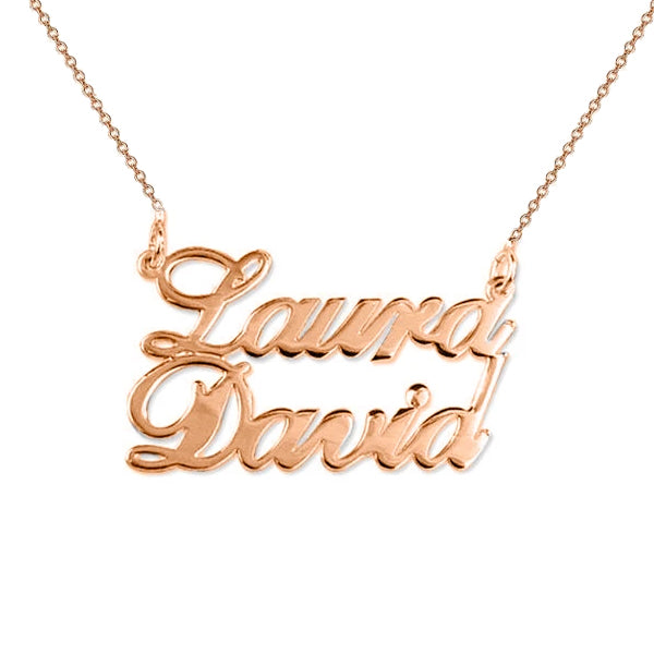 925 Sterling Silver Two Name Pendant Necklace Nameplate Necklace