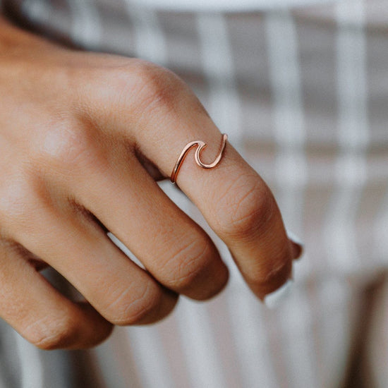 925 Sterling Silver Wave Ring, Stackable Ring - onlyone