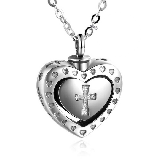 925 Sterling Silver Cremation Jewelry for Ashes Cross Heart Locket Pendant Urn Necklace - onlyone