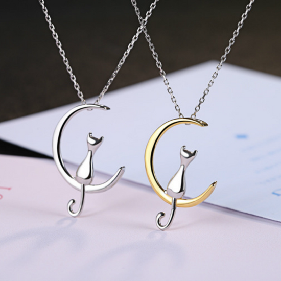 925 Sterling Silver Moonlight Cat Necklace - onlyone