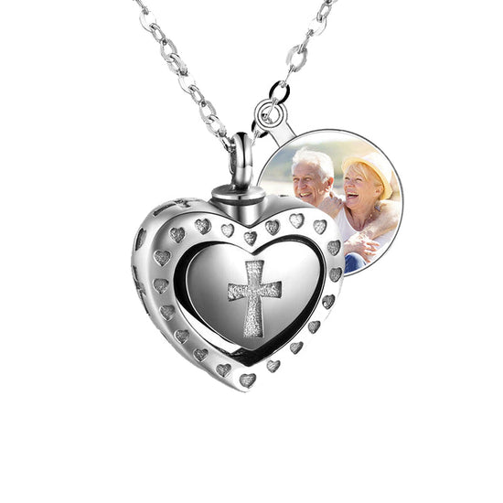 925 Sterling Silver Cremation Jewelry for Ashes Cross Heart Locket Pendant Urn Necklace - onlyone