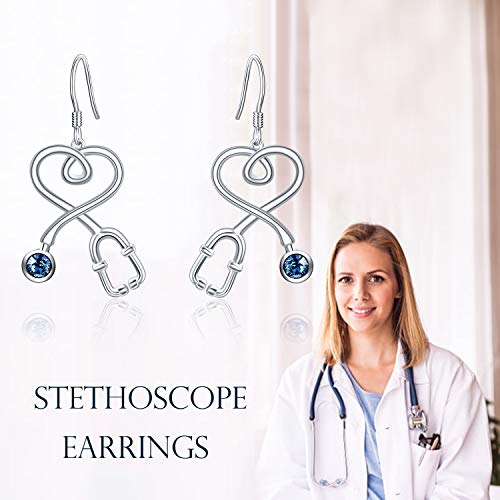 925 Sterling Silver White Angel Stethoscope Heart Stud Earrings Ⅱ - onlyone
