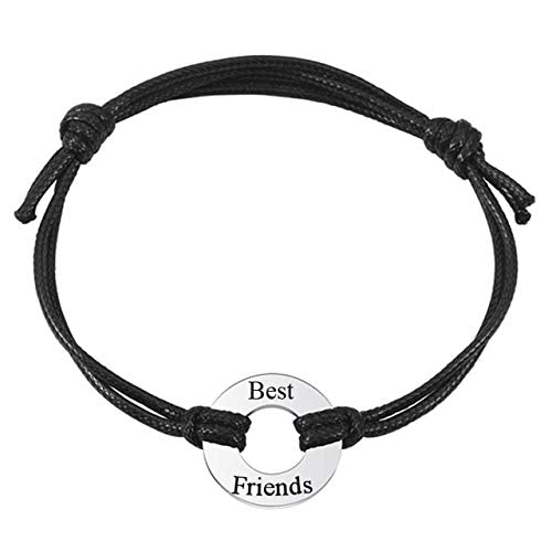 Personalized Free Engraving Custom Name Date Initial Adjustable Leather Bracelet With Circle Charm - onlyone