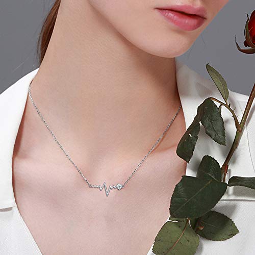 925 Silver White Angel Gift Series: Love Heartbeat Wave Necklace At First Sight - onlyone