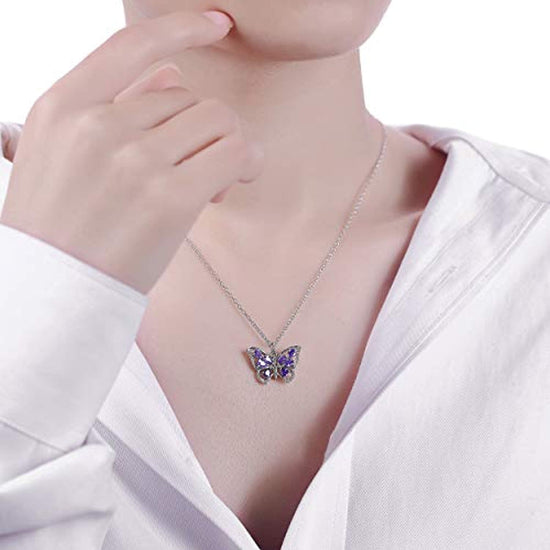 925 Sterling Silver Butterfly Necklace, Butterfly Necklaces For Women Girls - onlyone