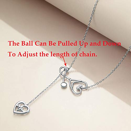 925 Silver White Angel Gift Series: loving care stethoscope necklace - onlyone