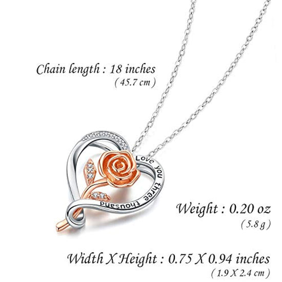 925 Sterling Silver Rose Gold Plated Flower Pendant Necklace - onlyone