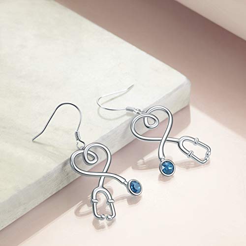 925 Sterling Silver White Angel Stethoscope Heart Stud Earrings Ⅱ - onlyone