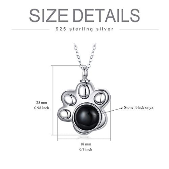 925 Sterling Silver Pet Urn Necklace Keepsake Ashes Cremation Memorial Jewelry with Cubic Zirconia - onlyone