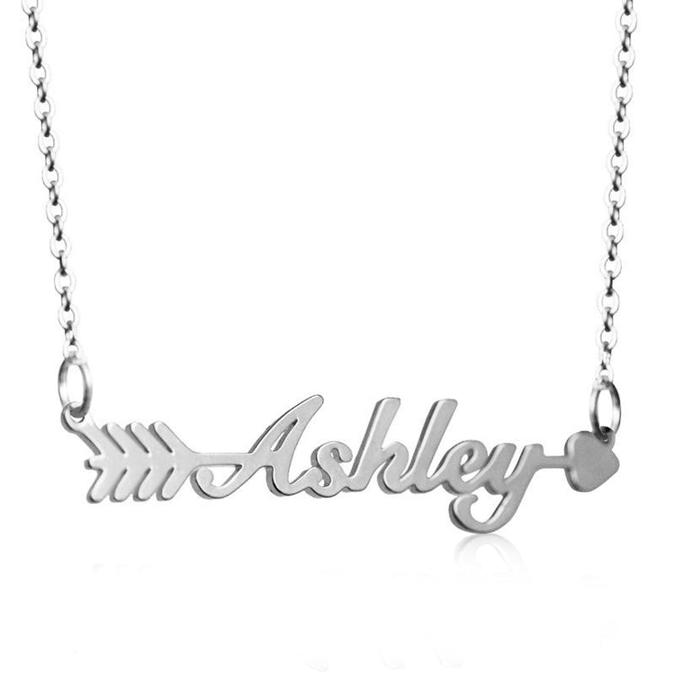 925 Sterling Silver Custom Arrow Ashley Name Pendant Necklace, Nameplated Necklace - onlyone