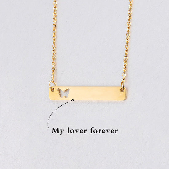 925 Sterling Silver Butterfly Bar Necklace - onlyone