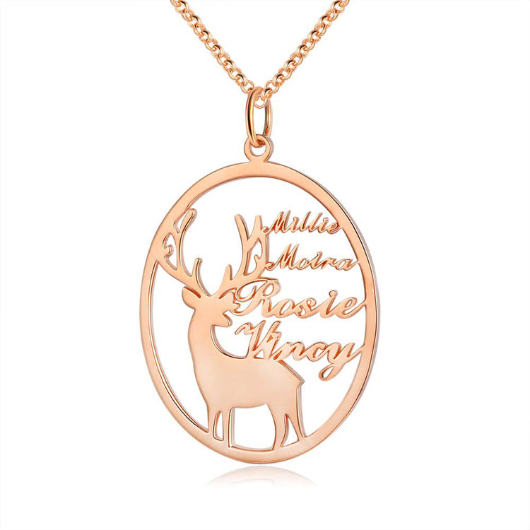 925 Sterling Silver Personalized Reindeer Name Necklace