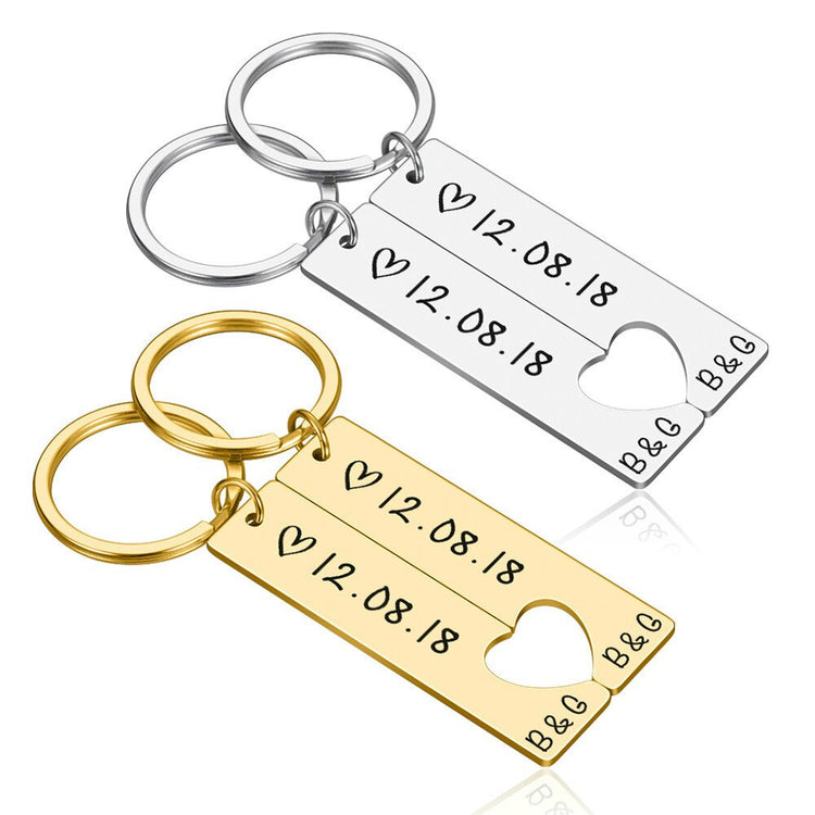 925 Sterling Silver Personalized Keychain Set