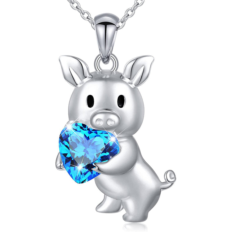 925 Sterling Silver Cute Animal Jewelry Cubic Zirconia Love Heart Pendant Necklace for Women - onlyone